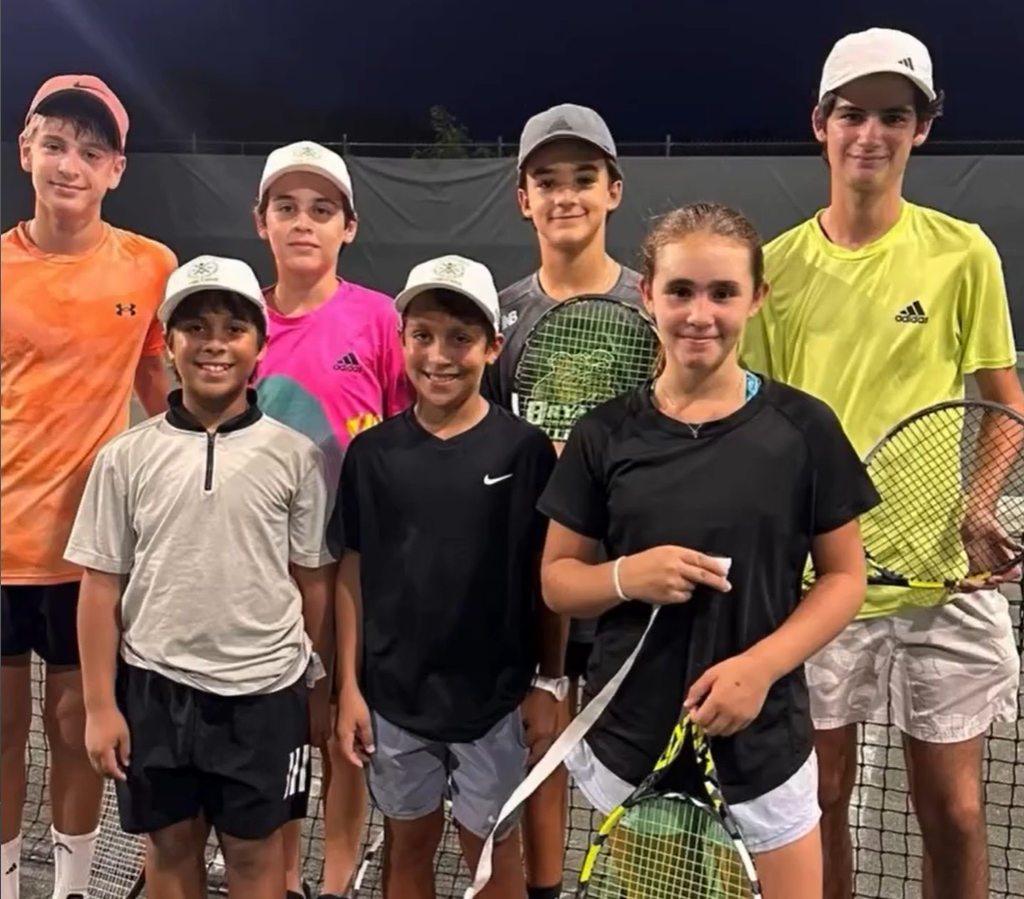 Junior tennis training session