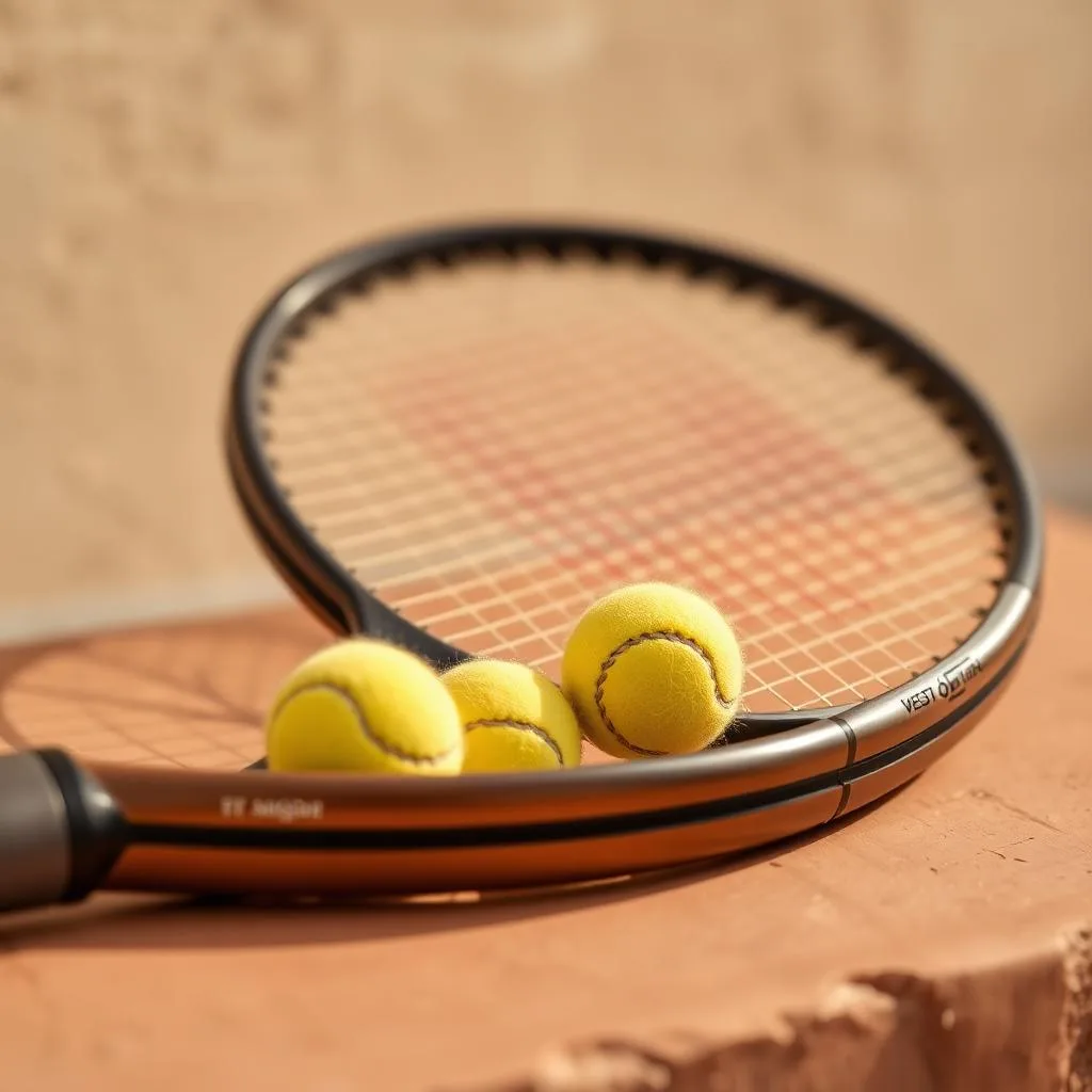 Tennis racquet and balls